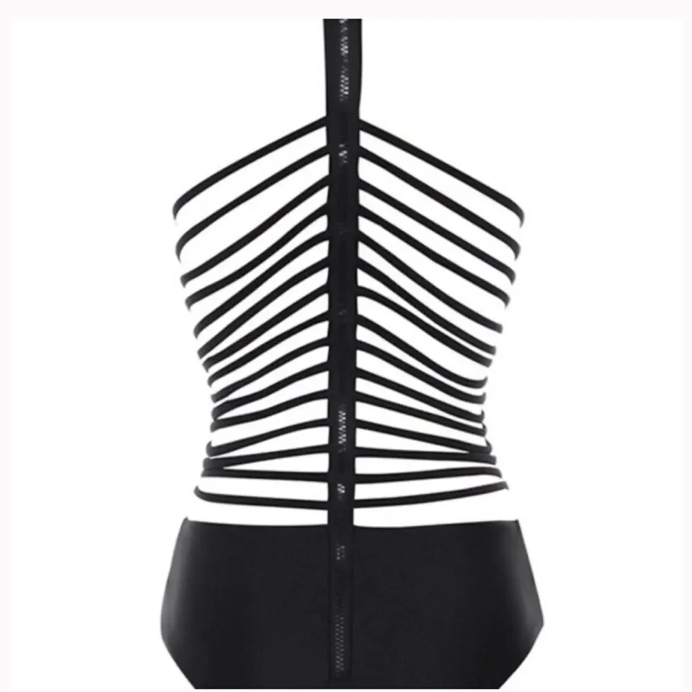 House of CB London Black Ladderback One Piece Swim‎ Zipper Size S